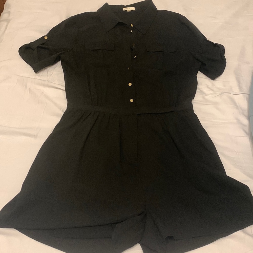 Black Romper with gold buttons